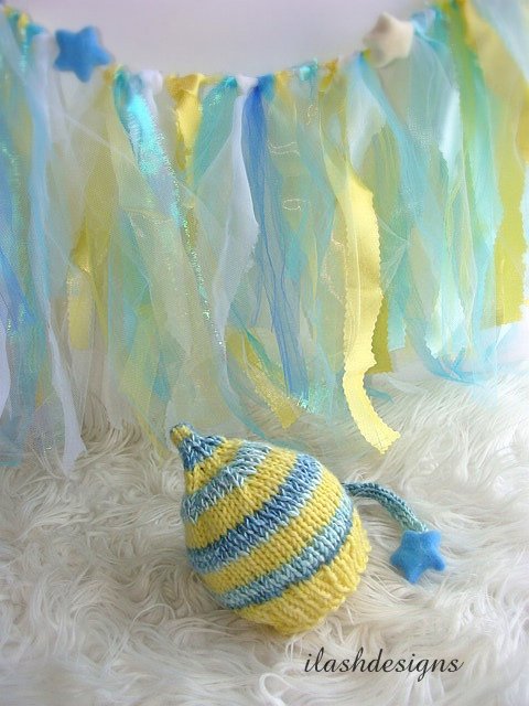 newborn hat, newborn banner, blue yellow theme, ribbon banner, wool  hat